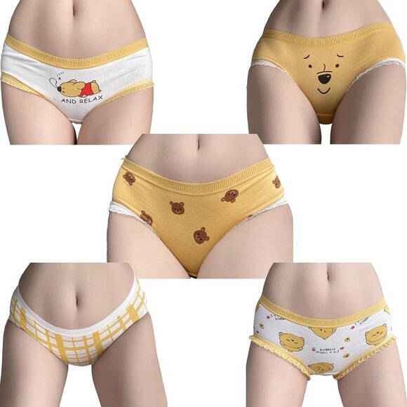 Women's Cotton Briefs 5-Pack Breathable Anime Print Underwear Cosplay